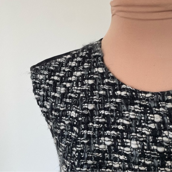 AKRIS PUNTO Black Gray Wool Tweed Mixed Media Knee-Length A-Line Dress EUC US 6 - Picture 11 of 12